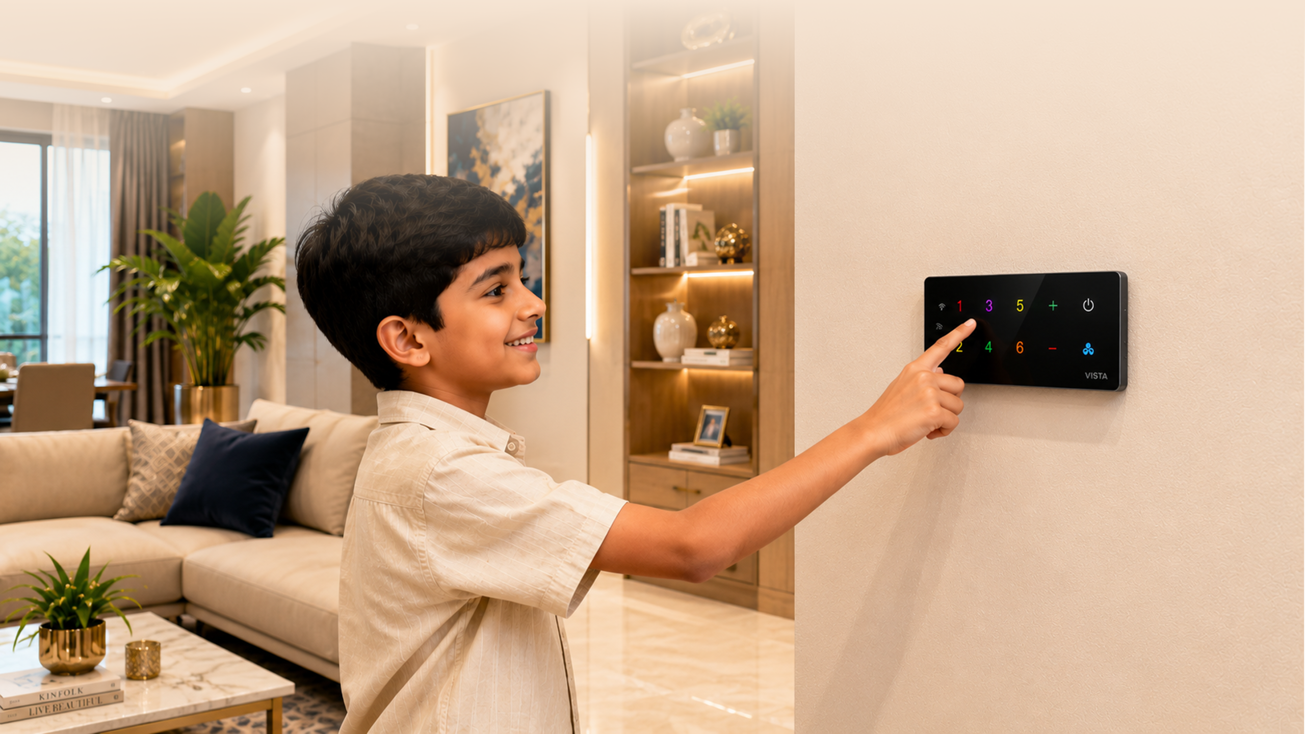 Boy operating a Vista touch panel